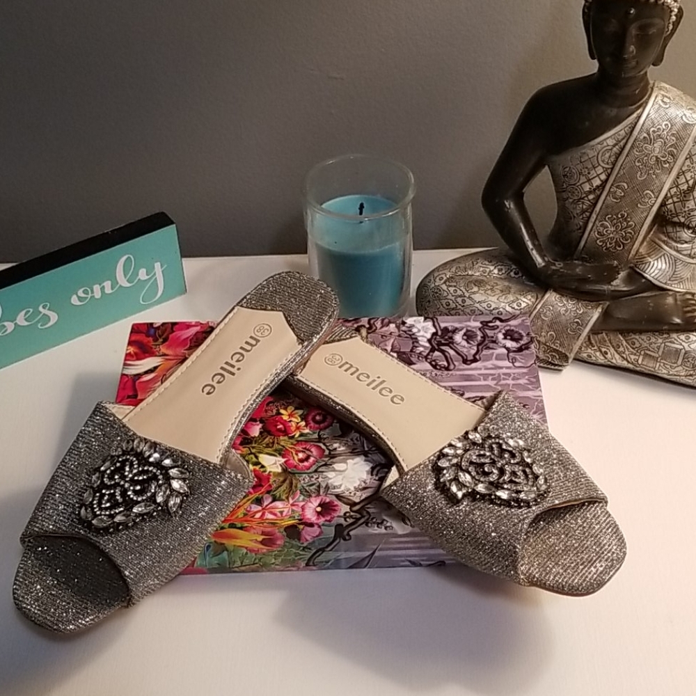 Meilee glitter slides sandals